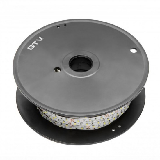 LED sloksne Zibspuldze 3528, 600 LED, 3200K, 9,6W/1m, IP20, 8mm, 50m spole, DC12V LD-3528-600-20-CB-50 GTV