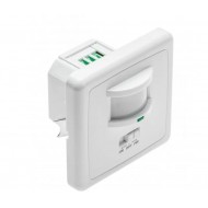 Iebūvēts kustības sensors CR-4, min.40W, IP20, AC220-240V, 50-60Hz, darbības leņķis 160*, R 12m, darbojas ar LED, balts korpuss GTV 