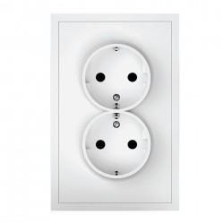 043-518 ADRIA Schuko 2-viet.rozete z/a 16A 250V balta