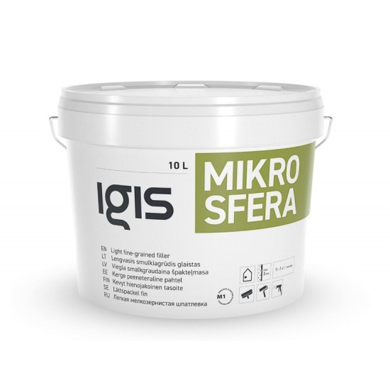 Igis MIKROSFERA gatava vieglā smalkgraudainā špakteļmasa, 10L