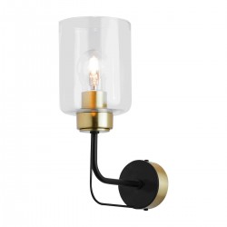 ETOLIA 1P, sienas lampa, E27 maks. 60W, metāla, misiņa/melns, stikla abažūrs
