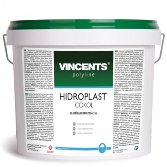 Vincents Polyline Hidroplast Cokol Vienkomponenta hidroizolācija ēku pamatu virzemes daļai 23kg