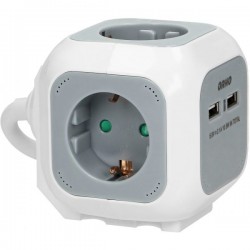 4x2P+E (Schuko) pagarinājuma ligzdas, USB A+C lādētājs, Ātrā uzlāde, 1,4m H05VV-F 3x1mm², pelēks