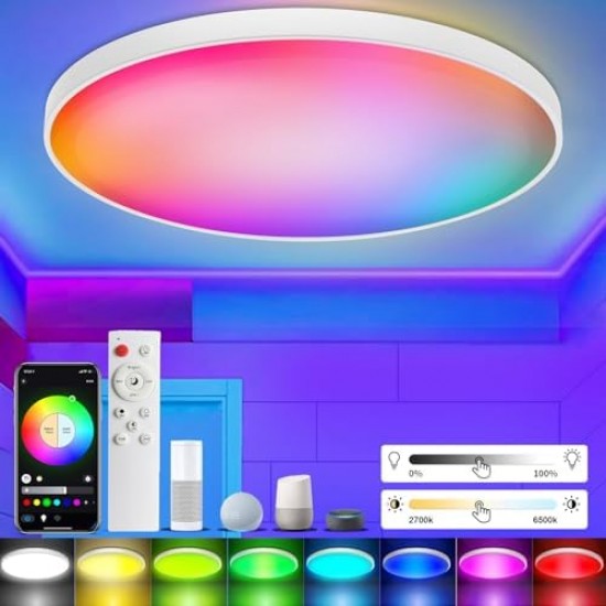 Aurora LED griestu lampa, 40+8W, RGB(Rainbow), 4300Lm, 3000-6500K, D480*H70