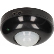 Датчик движения PIR 360°, номинальная нагрузка 1200 Вт; класс защиты IP20; работает со светодиодами; дальность обнаружения 360 градусов; черный
