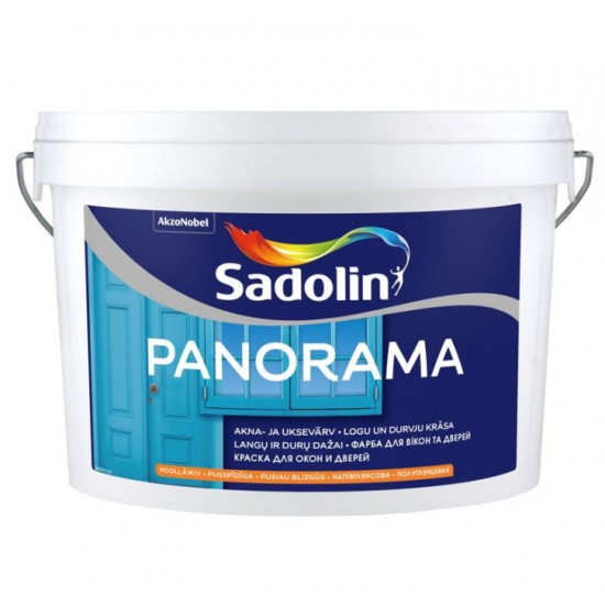 Sadolin Panorama Pusspīdīga ūdens bāzes krāsa, logiem un durvīm BW 2.5L