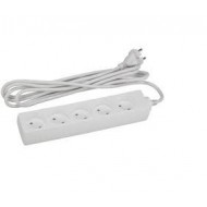 Pagarinājums 3 m, H05VV-F 2X1,0 mm2, maks. 3600W, bērniem drošs, Kontaktligzda: 5 kontaktu, balta