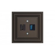 HDMI+USB-002-01.R/ON31 розетка "Ретро"/матово-коричневый