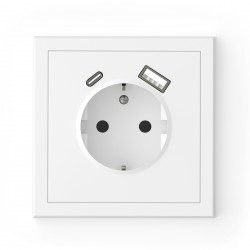 043-519 ADRIA Schuko rozete ar USB A+C 16A 250V balta
