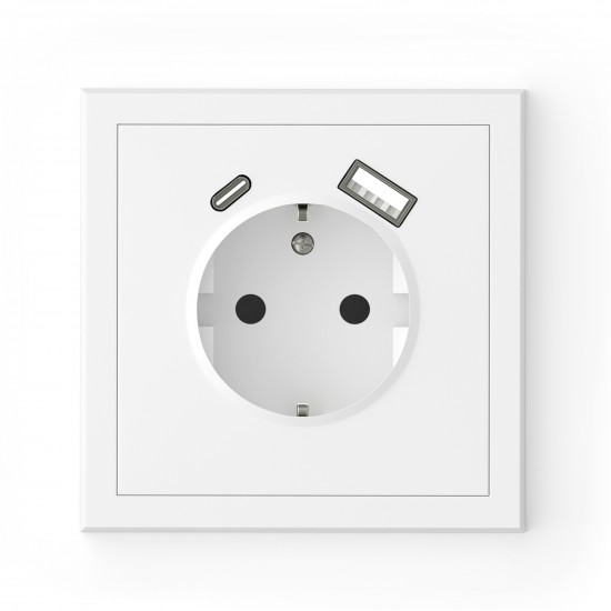 043-519 ADRIA Schuko rozete ar USB A+C 16A 250V balta 043-519 ADRIA Schuko rozete ar USB A+C 16A 250V balta