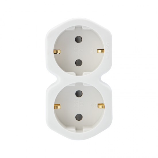 Adapteris 2 izejām ar bērnu aizsardzību, 16 A, 250 V Adapteris 2 izejām ar bērnu aizsardzību, 16 A, 250 V
