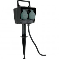 44208 4-vietīga dārza rozetes ar piku un 1,5 m vadu, melna