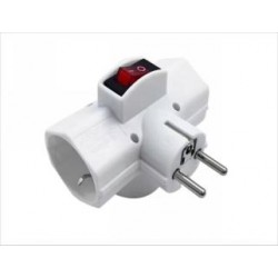 Adapteris 250V~16A 3x16A ar slēdzi. Bērnu aizsardzība, balts
