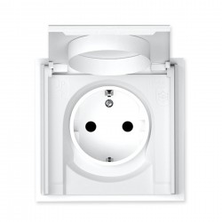 043-517 ADRIA Schuko rozete ar vāku IP44 16A 250V balta