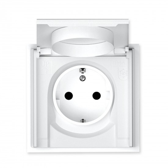 043-517 ADRIA Schuko rozete ar vāku IP44 16A 250V balta 043-517 ADRIA Schuko rozete ar vāku IP44 16A 250V balta