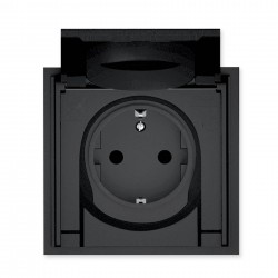 043-617 ADRIA розетка Schuko с крышкой IP44, 16A, 250V, чёрная