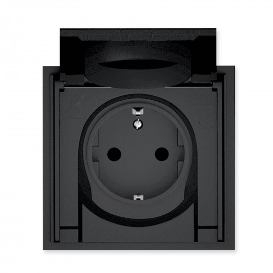 043-617 ADRIA розетка Schuko с крышкой IP44, 16A, 250V, чёрная 043-617 ADRIA розетка Schuko с крышкой IP44, 16A, 250V, чёрная