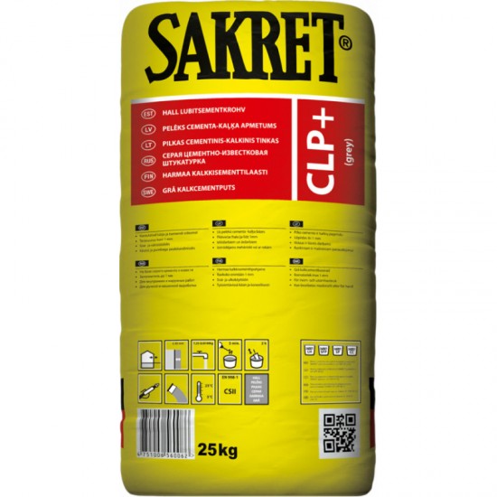 Sakret CLP+ Cementa/Kaļķa apmetums, pelēks, 25kg