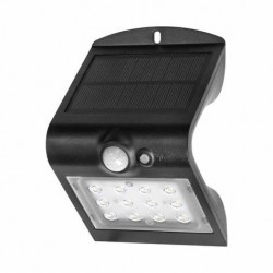 LED saules dārza lampa SILOE ar kustības sensoru, melna, 220lm, IP65,4000K, balta