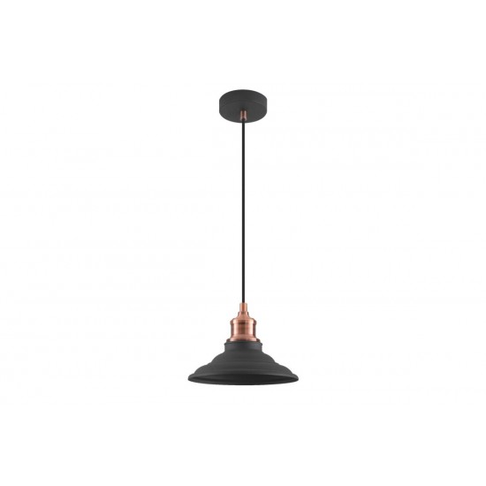 Griestu lampa LORET M, 1xE27, Ø20,5 cm, IP20, viena, melna OS-LOR-M-E27-10-DEC GTV