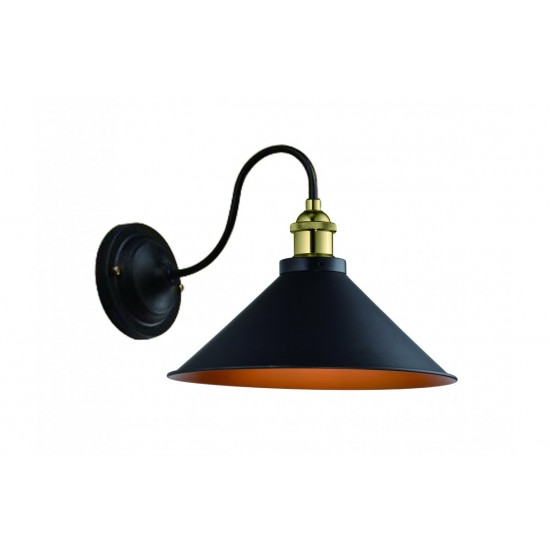 Sienas lampa MANI 1, 1xE27, IP20, Ø22 cm, viena, melna/zelta OS-MANI1-11-DEC GTV