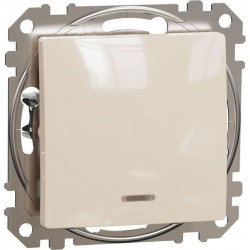 Slēdzis, Sedna Design & Elements, 2-polu, 10AX, ar sarkanu indikatora lampu, bēšs
