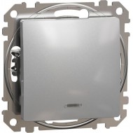 Slēdzis, Sedna Design & Elements, 1-way, 10AX, ar sarkanu indikatoru, alumīnijs