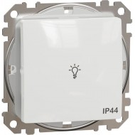 Звонковая кнопка 10A IP44 белая с символом лампочки Sedna Design