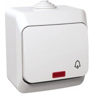 Звонковая кнопка с подсветкой и символом IP44 белая Cedar Plus