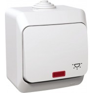 Звонковая кнопка с подсветкой и символом IP44 белая Cedar Plus