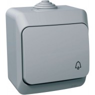 Звонковая кнопка с символом IP44 серая Cedar Plus