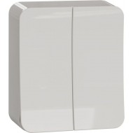 2 slēdzis, Exxact Surface, pilns izstrādājums, 1-polu 2-way, 16AX, skrūvju spailes, balta