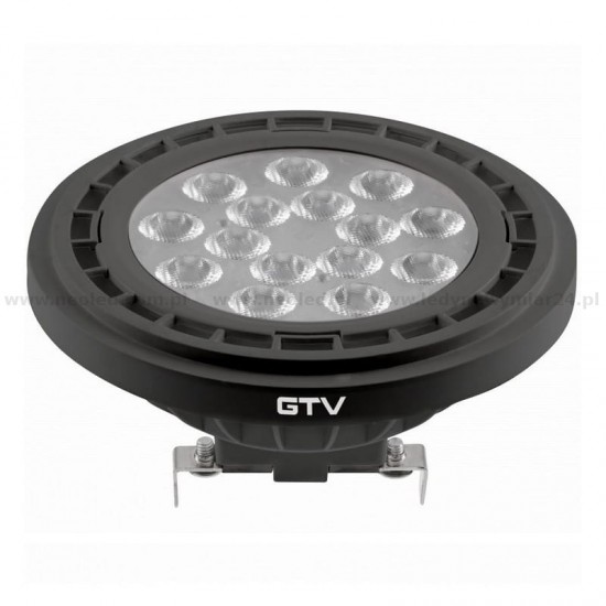 LED spuldze, AR111, 4000K, G53, 12.5W, DC12V, 40°, 1250lm, melna LD-AR111NW13W40-10 GTV