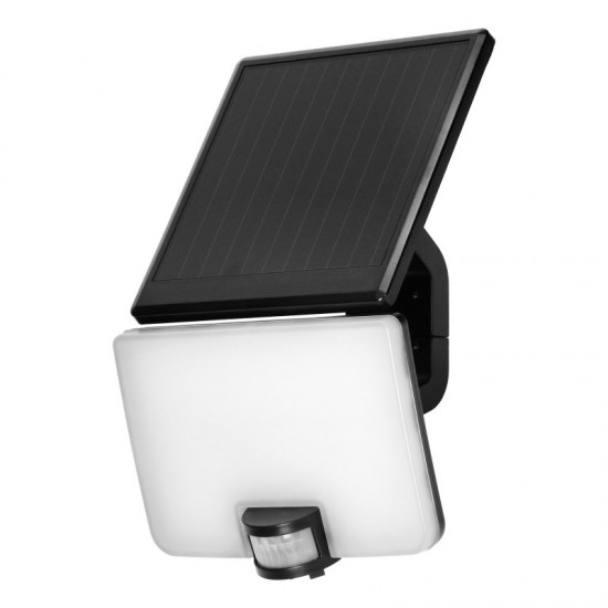 SOLIS LED 10W, saules prožektors ar PIR sensoru, 1200lm, IP54, 4000K, 3000 mAh, melns