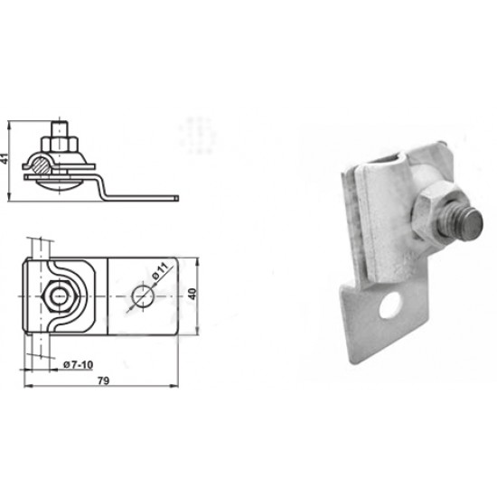 Piestiprināšanas skava pie metāla konstrukcijām Rd7-10mm stieplei, St/Zn