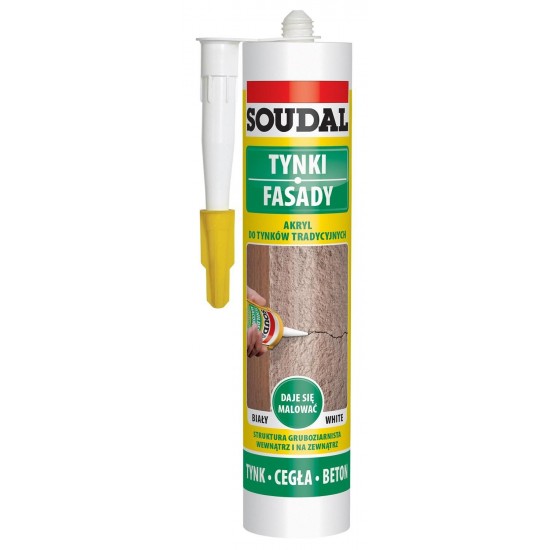 Soudal Acryl Fassade Špaktelēšanas akrila hermētiķis ārdarbiem, balts, 280ml