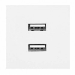 NOEN USB x2 - A+C tips, dubultā moduļu pieslēgvieta 45x45mm ar USB lādētāju, 2.1A 5VDC, balts