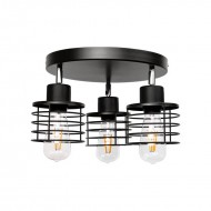 ISLA sienas un griestu lampa, maks. jauda 3x60W, E27, melna, apaļa pamatne, pārvietojamas lampu galviņas, viens līmenis