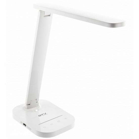 LED galda lampa GALE, 8 W, 550 Lm, CCT, regulējama, USB uzlāde, balta GTV