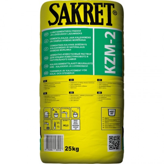 Sakret KZM2 Cementa/kaļķa java mūrēšanai, 25 kg