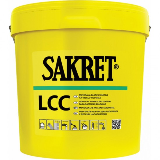 Sakret LCC Minerālā fasāžu špaktele ar vieglo pildvielu 1mm, 15kg