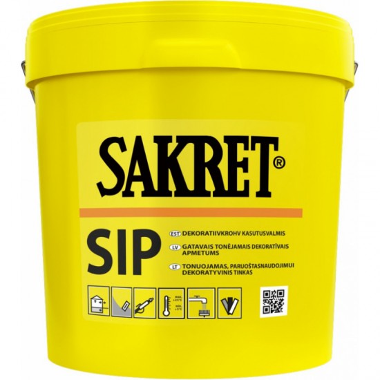 Sakret SIP Gatavais dekoratīvais silikona apmetums, tonējams (biezpiens) 1mm, 25kg