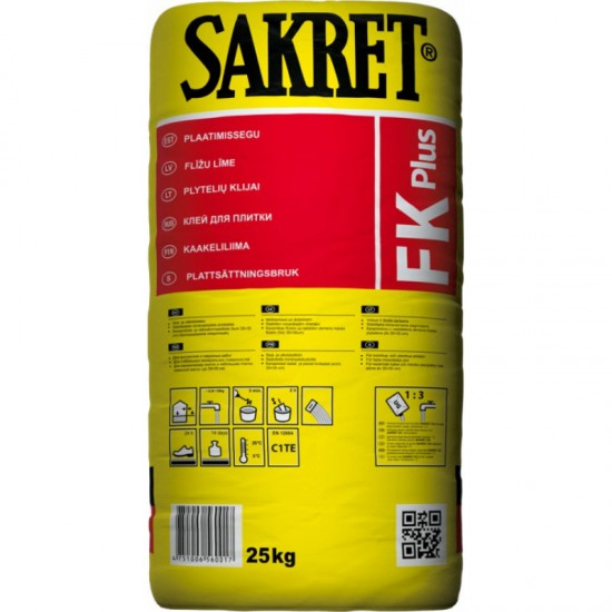 Sakret FK Plus Flīžu līme, pelēka (C1TE), 25kg