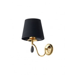 ACHAJA 1P, sienas lampa, E27 maks. 60W, metāls, hroms, misiņš, melns abažūrs