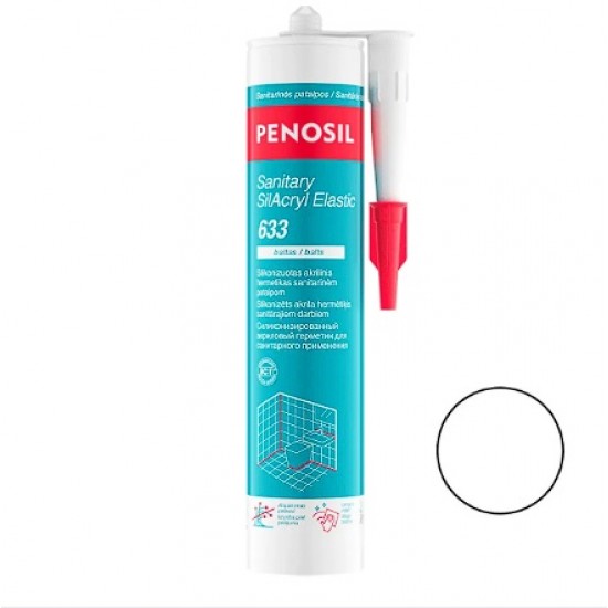 Penosil Sanitary SilAcryl Elastic 633 Silikonizēts sanitārais akrila hermētiķis 300ml balts