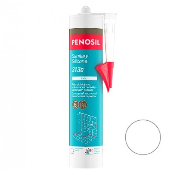 Penosil Sanitary Silicone 313 Plaša pielietojuma sanitārais silikona hermētiķis 300ml caurspīdīgs