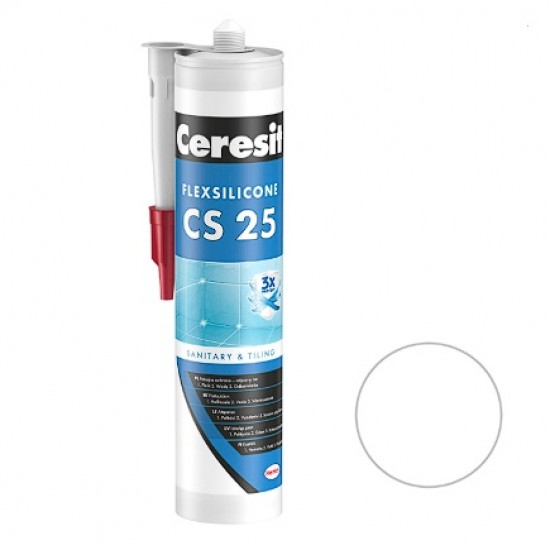 Ceresit CS 25 Sanitārais silikona hermētiķis, 280ml, caurspīdīgs