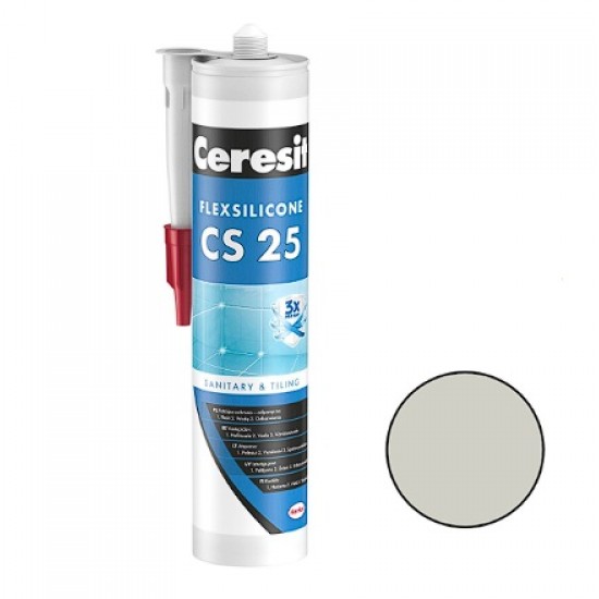 Ceresit CS 25 Sanitārais silikona hermētiķis, 280ml, manhatena (10)