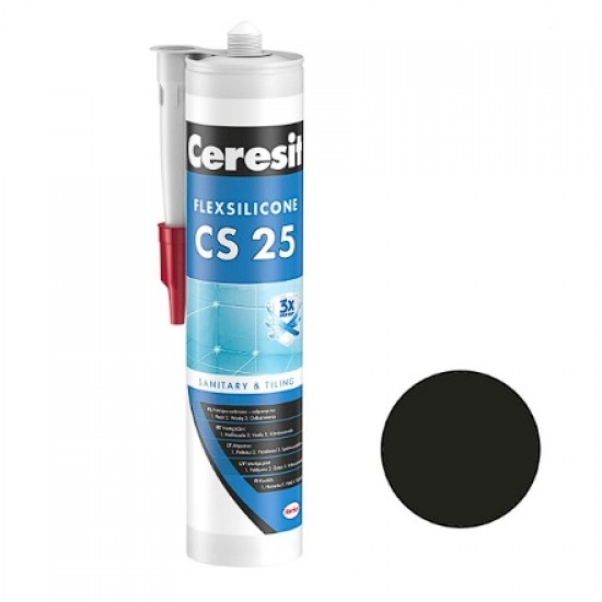 Ceresit CS 25 Sanitārais silikona hermētiķis, 280ml, ogļu melns (18)