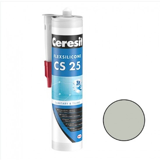 Ceresit CS 25 Sanitārais silikona hermētiķis, 280ml, pelēks (07)